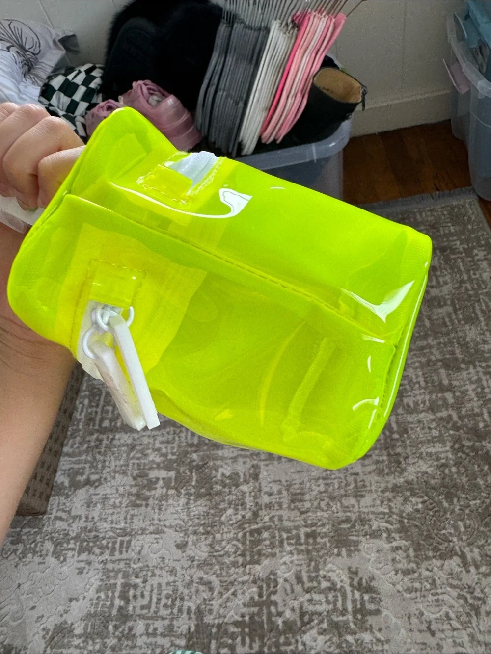 Drunk Elephant Neon Green Mini Zipper Bag